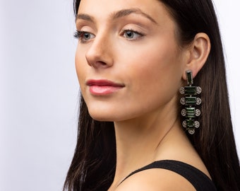 Diamond, Tourmaline Earring