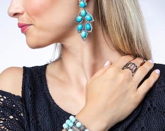 Turquoise and Diamond Earrings