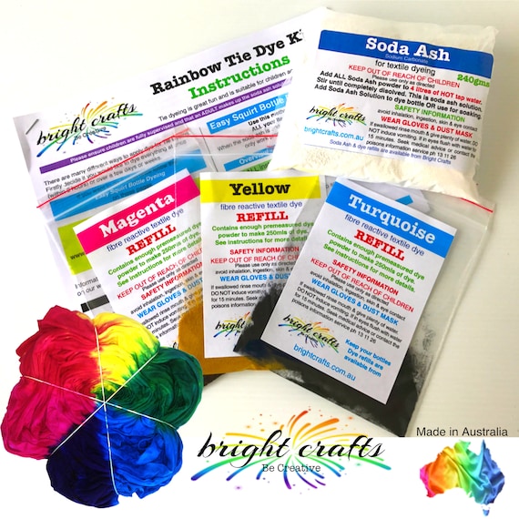 Bright Rainbow REFILL Tie Dye Craft Kit 3 Rainbow Colours Professional  Fabric Dyes for Bright Long Lasting Colours Made in Australia 