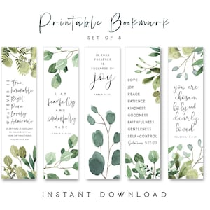 Afdrukbare bijbelverzen bladwijzers set van 5 boekenlegger schrift bladwijzers aquarel voor vrouwen mannen boek minnaar cadeau doop kerk cadeau moeder