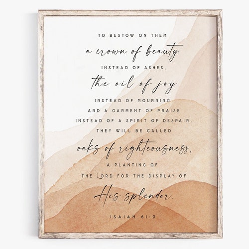 Isaiah 61:3 Bestow On Them A Crown Of Beauty Oak Of - Etsy New Zealand