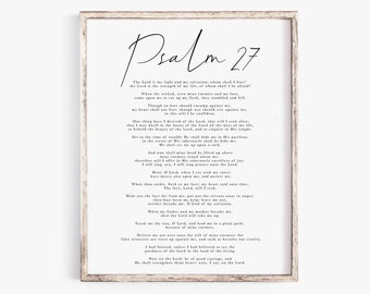 Psalm 27 The Lord is my light and my salvation Bible Verse Wall Art Print Christian Minimalist KJV Scripture Printable Baptism Gift Nursery