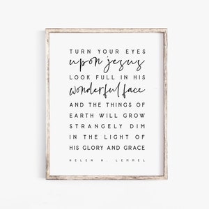 Turn Your Eyes Upon Jesus Wall Art Printable Hymn Lyric Art printable Bible verse wall Art Scripture printable Matthew Christian worship