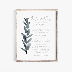 The Lord&#39;s prayer wall art print Matthew 6:9-13 Our Father in heaven Bible Verse Wall Art Scripture printable Minimalist Nursery Baptism