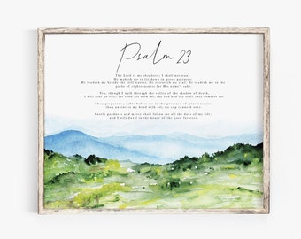 Psalm 23 the Lord is My Shepherd Bible Verse Wall Art Christian Print ...