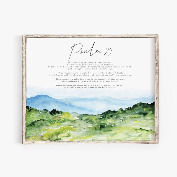 Psalm 23 Der Herr ist mein Hirte Bibelvers Wall Art Print Christian Psalm Print Minimalist Modern Schrift druckbare Taufe Geschenk Kinderzimmer