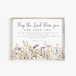May the lord bless you and keep you printable,Numbers 6:24 26,Scripture Wall art Women Watercolor Floral Bible verse Christian wall art