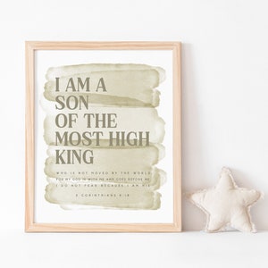 i am the son of a king print,2 Corinthians 6:18 Scripture printable Bible verse wall art print modern scripture baby boy nursery art print