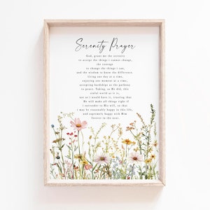 The Serenity Prayer Wall Art Christliches Gebet Bibel Vers Wandkunst Schrift druckbare Kirche Poster Das Vaterunser Jesus Christus Beten