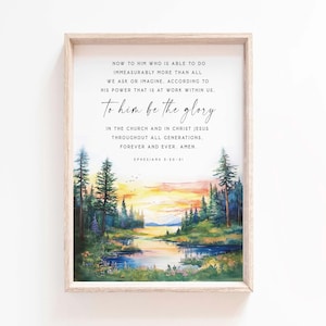 Epheser 3,20 Nun zu dem, der überaus reichlich über Bibel-Vers-Wand-Kunst-Druck Schrift-Printable-Kinderzimmer-Christlichen tun kann