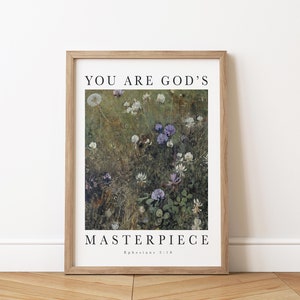 You are God's masterpiece Ephesians 2:10 Printable Bible Verse Wall Art Scripture Wall Art Baptism Gift Wall Art Christian Wall Faith Poster