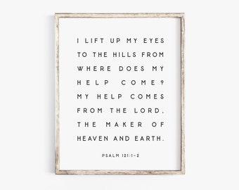 Psalm 121 Bible Verse Wall Art Baptism Gift Scripture Wall Art Mountain Quote Wall Art Scripture Printable Christian Wall Faith Poster