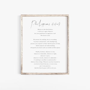 Philippians 4:4-9 Rejoice in the Lord always Be Anxious for nothing,Do not be anxious Bible Verse wall art print Scripture Printable baptism