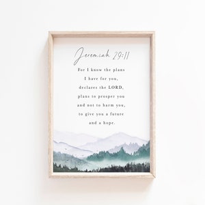 For I Know the Plans I Have For You Jeremiah 29:11 Bible Verse Wall Art Print Nursery Baby Scripture printable Christian Farmhouse sign