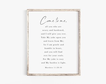 Come To Me All You Who Are Weary Matthew 11:28 Come Unto Me Minimalist Modern Bible Verse Print Wall Art Rest Office Scripture Printable