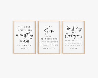 i am the son of a king print 2 Corinthians 6:18 set of 3 Scripture printable Be strong and Courageous Bible verse wall art print boy nursery
