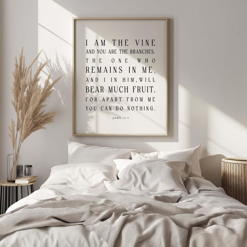 I Am the Vine and You Are the Branches John 15:5 Bible Verse Wall Art ...