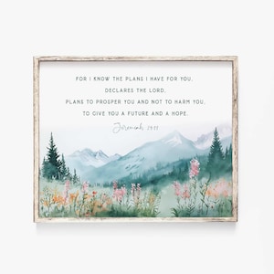 For I Know the Plans I Have For You Jeremiah 29:11 Bible Verse Wall Art Print Minimalist Scripture printable Christian Farmhouse sign