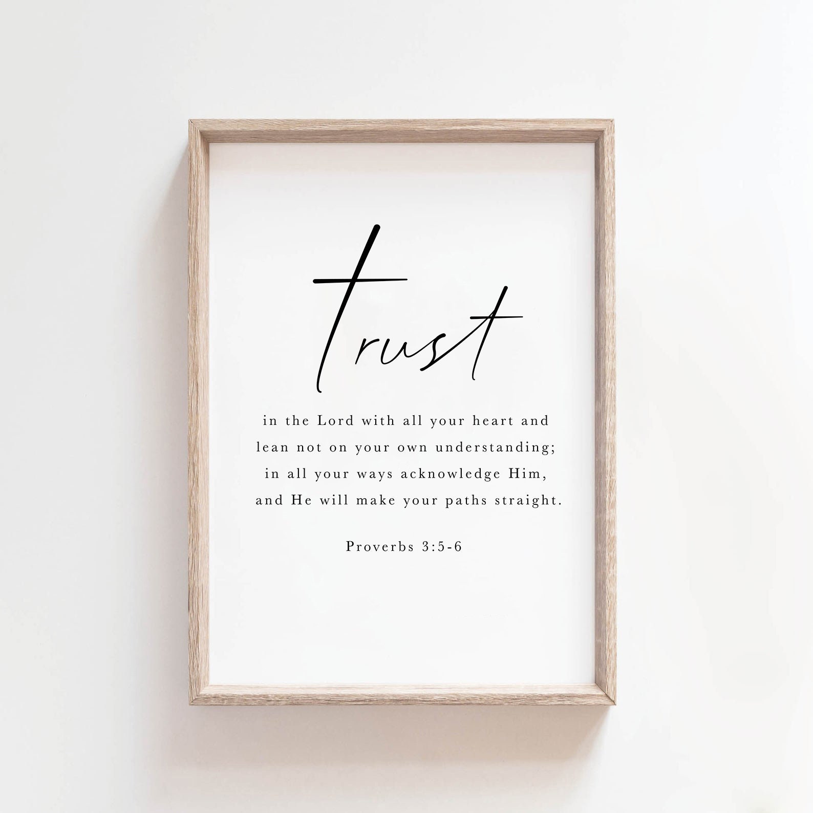Proverbs 3:5 Trust in the Lord With All Your Heart Bible Verse Wall Art ...