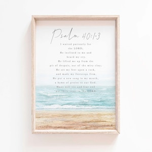 Psalm 40:1 I waited patiently for the Lord to help Bible Verse Wall Art Baptism Gift Scripture Wall Art Scripture printable Hymn Psalm sign