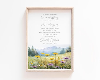 Philippians 4:6-7 Be Anxious for nothing, Do not be anxious Scripture Verse Bible Verse wall art Baptism gift Nursery Christian wall decor