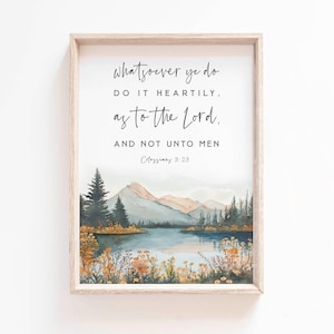 Colossians 3:23 Whatsoever ye do, do it heartily Bible Verse Wall Art print Whatever you do KJV Scripture printable Nursery Church poster