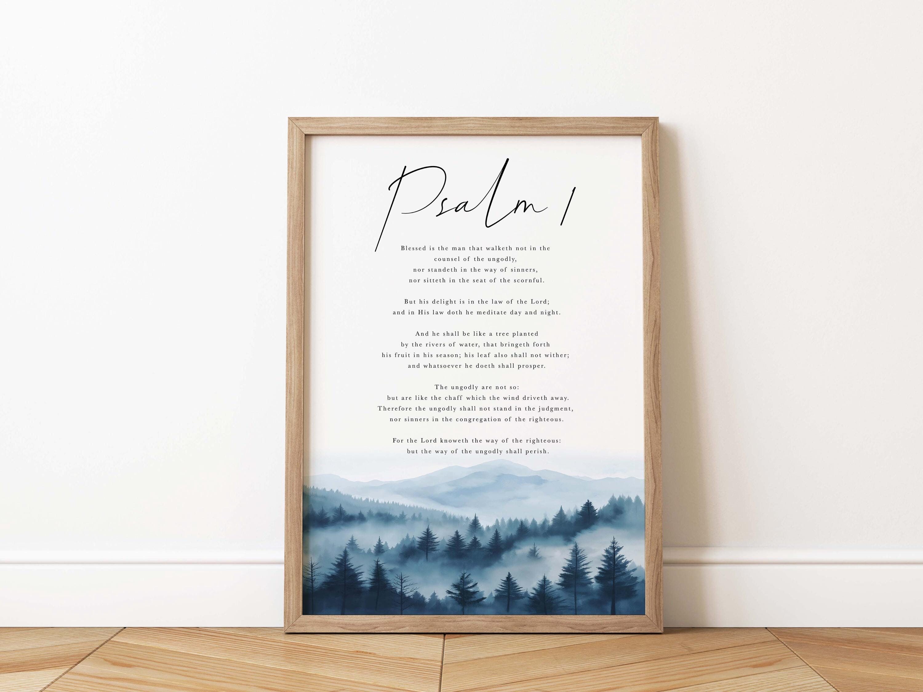 Psalm 1 Bible Verse Wall Art Print Psalm Poster Christian Gift Bible ...