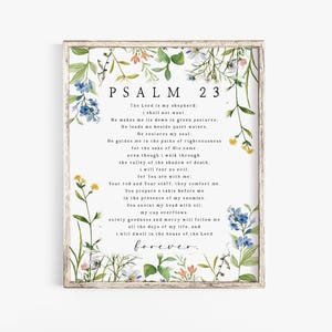 Salmo 23 El Señor es mi pastor Versículo bíblico Arte de pared Impresión cristiana Imprimible Botánico Jesús Escritura Imprimible Guardería Bautismo Iglesia
