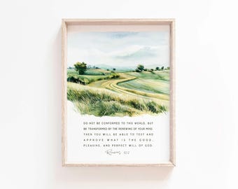 Romans 12:2 Do not conform to pattern of this world Bible Verse wall art Baptism Gift Pray Prayer Scripture printable son daughter of a king