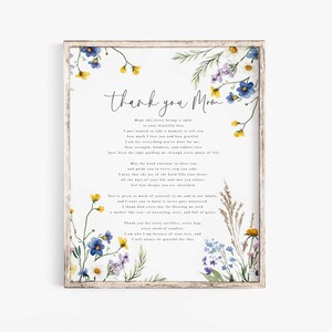 Poema del día de la madre Tarjeta imprimible Carta a mamá Carta imprimible del día de la madre Regalo de agradecimiento Recuerdo Gracias mamá Regalo para mamá de la hija