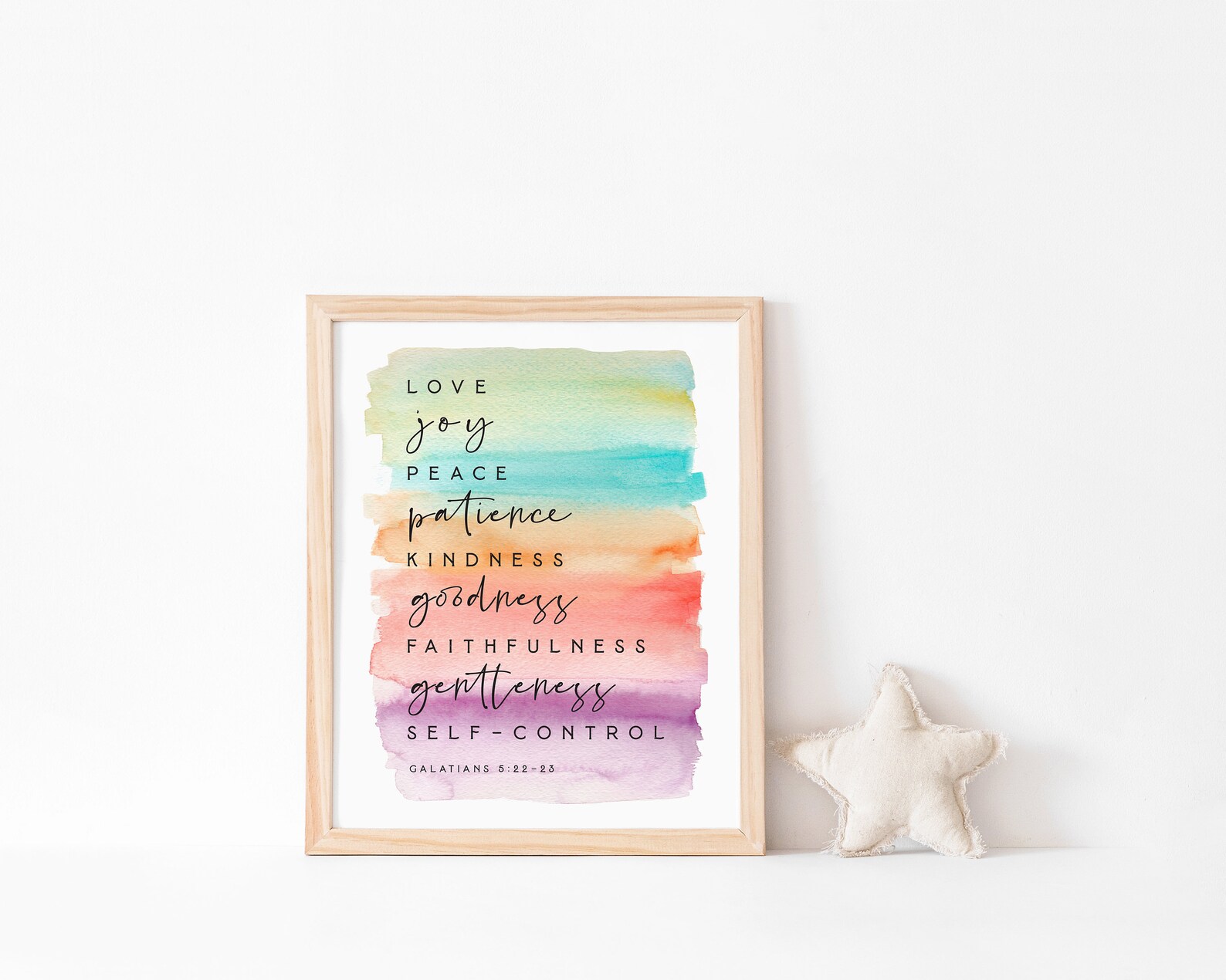 Fruit of the Spirit Wall Art Printable Sign Galatians 5 22 Rainbow Kids ...