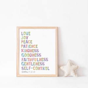 Fruit of the Spirit Wall Art Printable Sign Galatians 5 22 Rainbow Kids ...