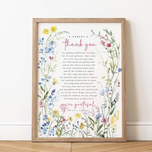A Parents Thank You Printable Nursery Teachers Teaching Teacher&#39;s Day Wall Art Printable Gift Teacher Appreciation Letter End of Year gift
