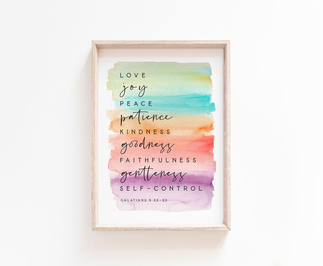 Fruit of the Spirit Wall Art Printable Sign Galatians 5 22 Rainbow Kids ...