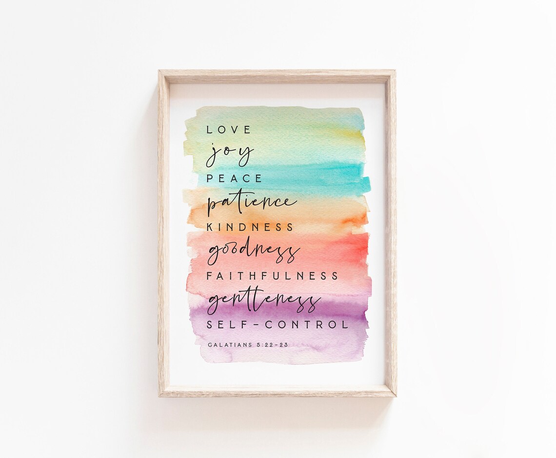 Fruit of the Spirit Wall Art Printable Sign Galatians 5 22 Rainbow Kids ...