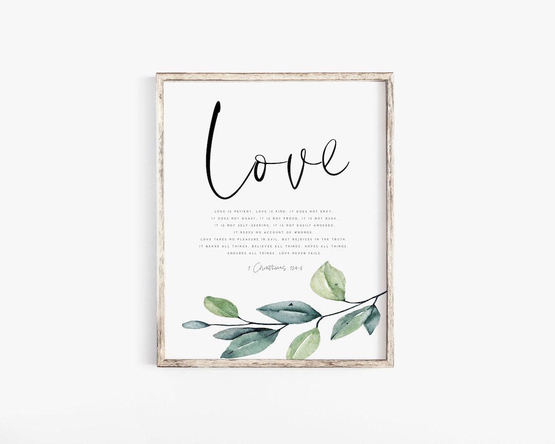 1 Corinthians 13 Love is Patient Kind Bible Verse Wall Art Print ...