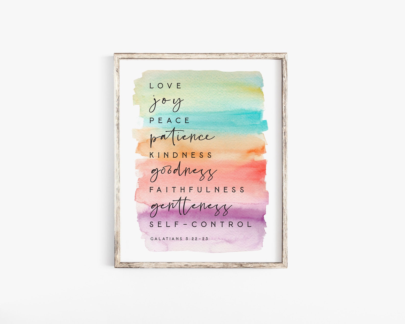 Fruit of the Spirit Wall Art Printable Sign Galatians 5 22 Rainbow Kids ...
