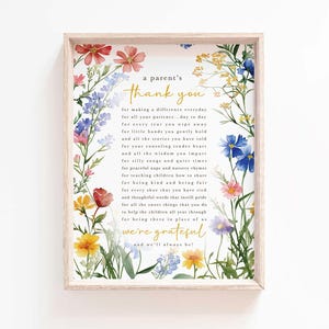 A Parents Thank You Printable Nursery Teachers Teaching Teacher&#39;s Day Wall Art Printable Gift Teacher Appreciation Letter End of Year gift