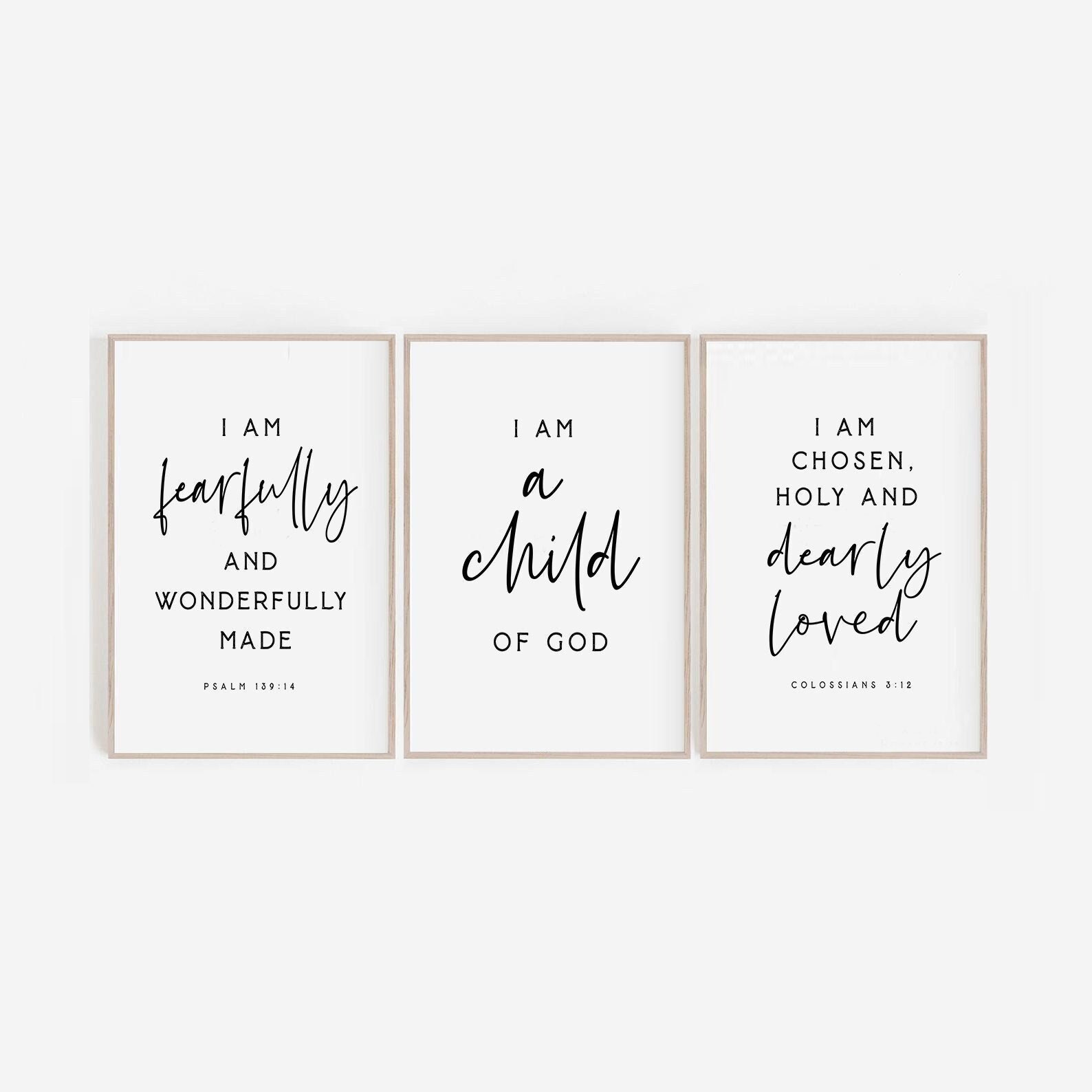 Kids Bible Verse Wall Art Set of 3 Scripture Printable Bible School ...