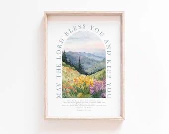 May the Lord bless you and keep you printable Numbers 6:24-26 Scripture Printable Bible verse wall art The blessing nursery sign church