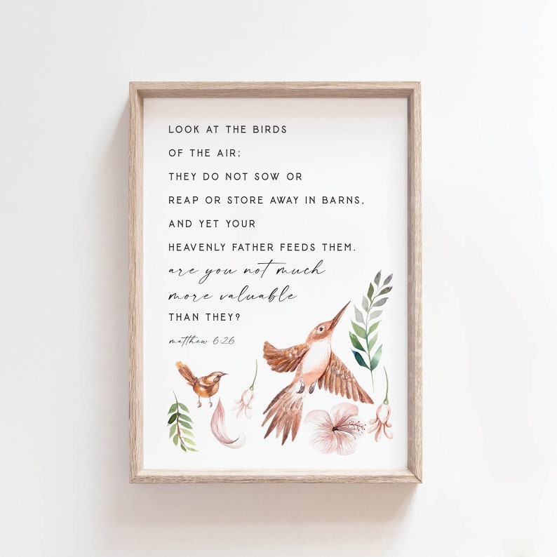 Look at the Birds of the Air Matthew 6:26 Bible Verse Wall Art - Etsy