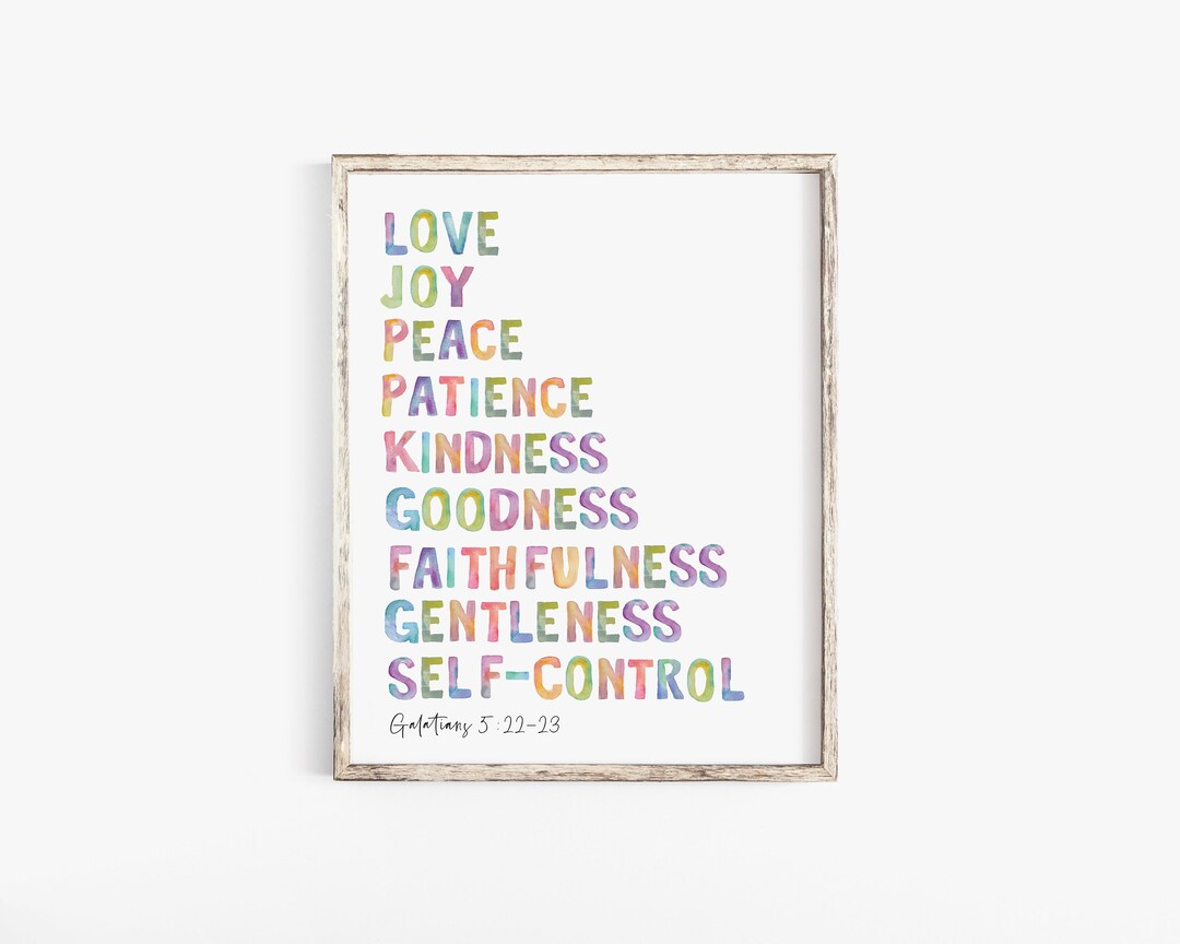 Fruit of the Spirit Wall Art Printable Sign Galatians 5 22 Rainbow Kids ...