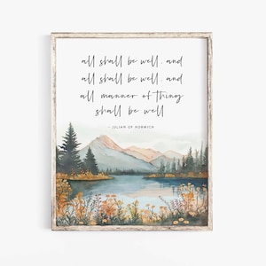 All shall be well Printable art Julian of Norwich quote print Wall Art Print All is Well Scripture printable Bible verse Christian sign