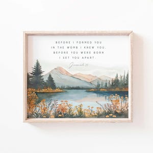 Jeremiah 1:5 Before I formed you in the womb Bible Verse Print Set Apart Scripture Printable Farmhouse Christian office Nursery sanctified