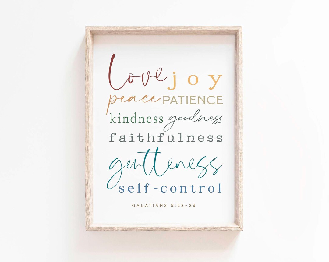 Fruit of the Spirit Wall Art Printable Sign Galatians 5 22 Rainbow Kids ...