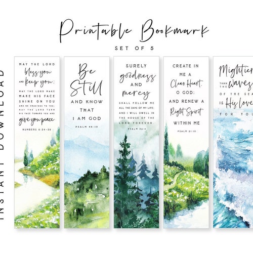 Watercolor Scripture Printable Bookmarks: Bible Study Verses - Etsy