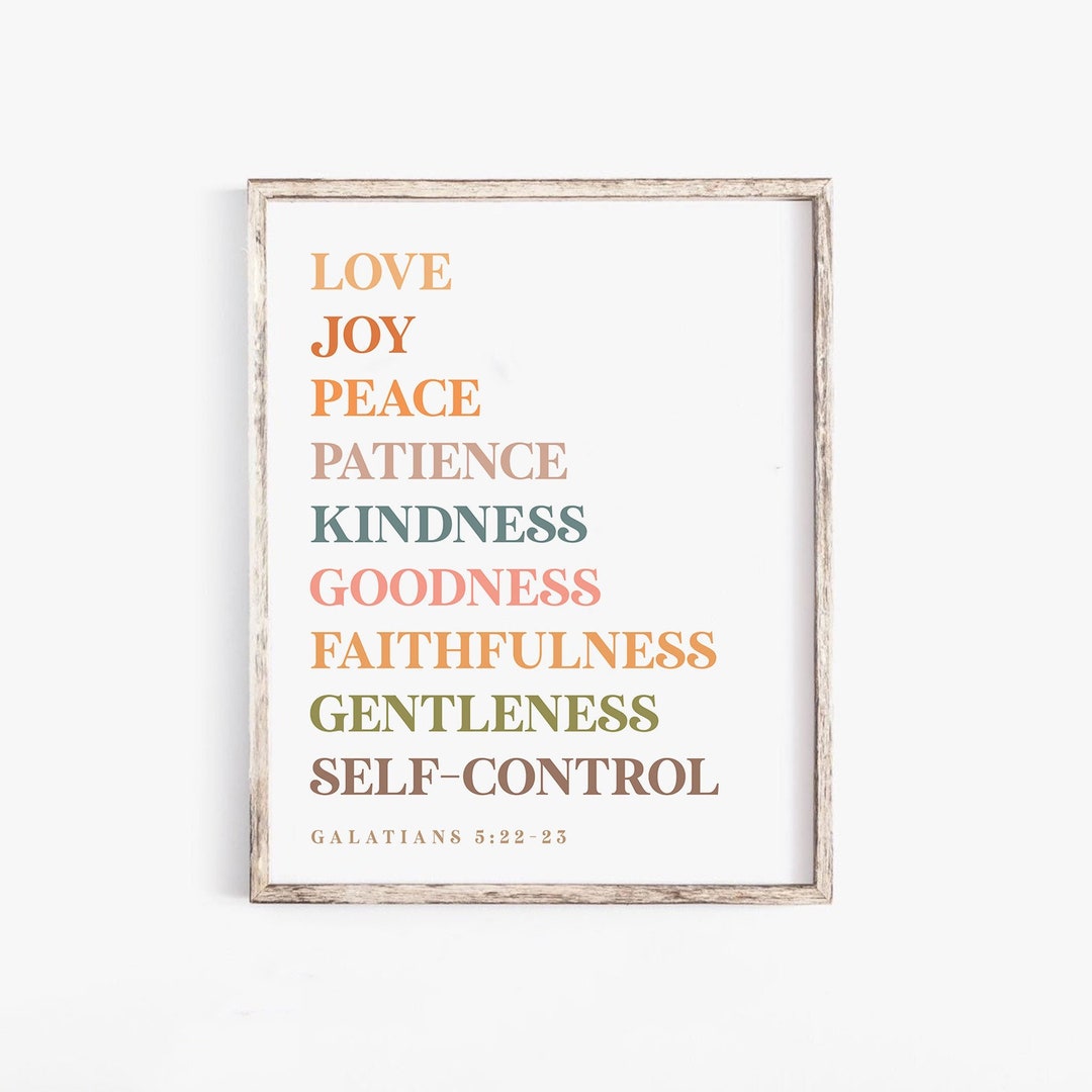 Fruit of the Spirit Wall Art Printable Sign Galatians 5 22 Rainbow Kids ...