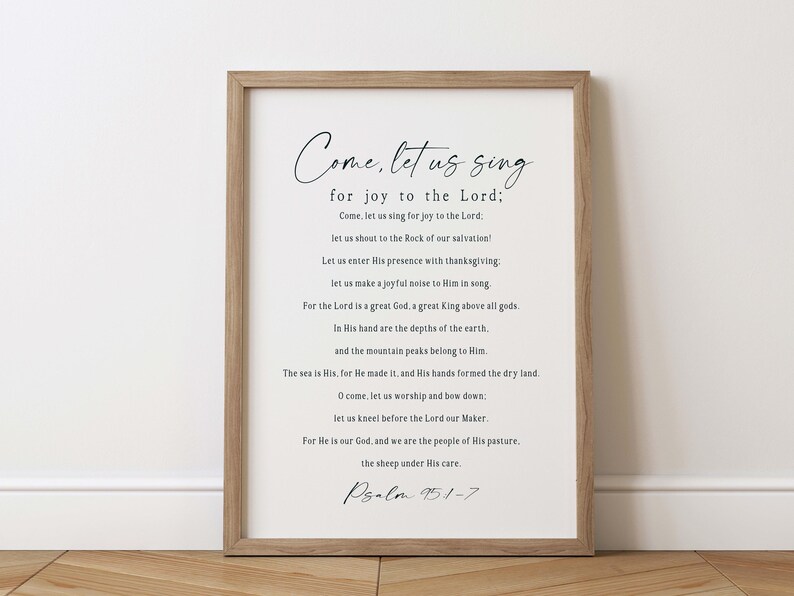 Psalm 95:1-7 Come Let Us Sing for Joy to the Lord Printable Bible Verse ...