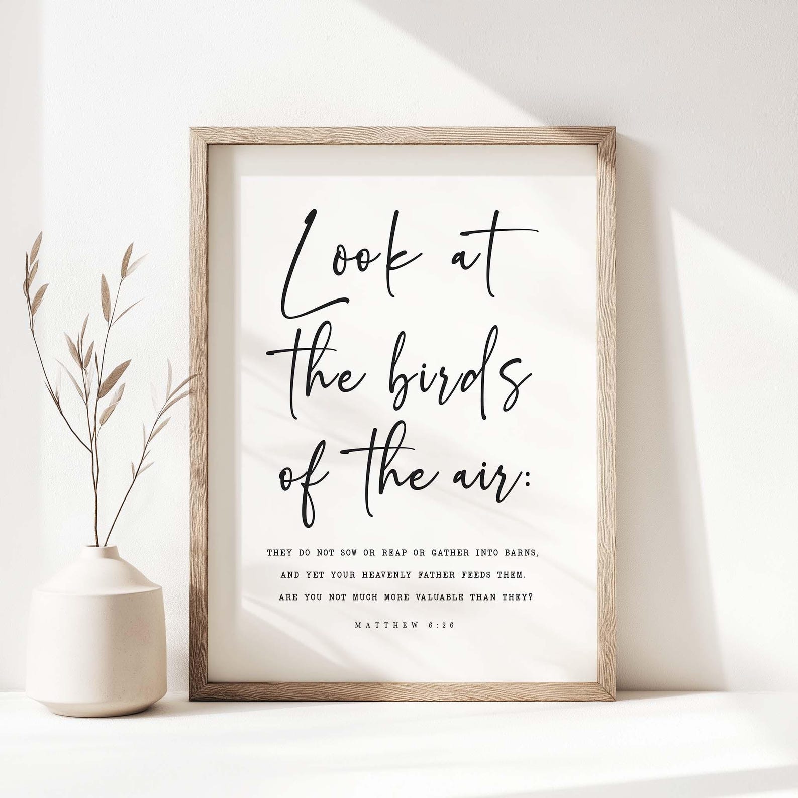 Look at the Birds of the Air Matthew 6:26 Bible Verse Wall Art Print ...