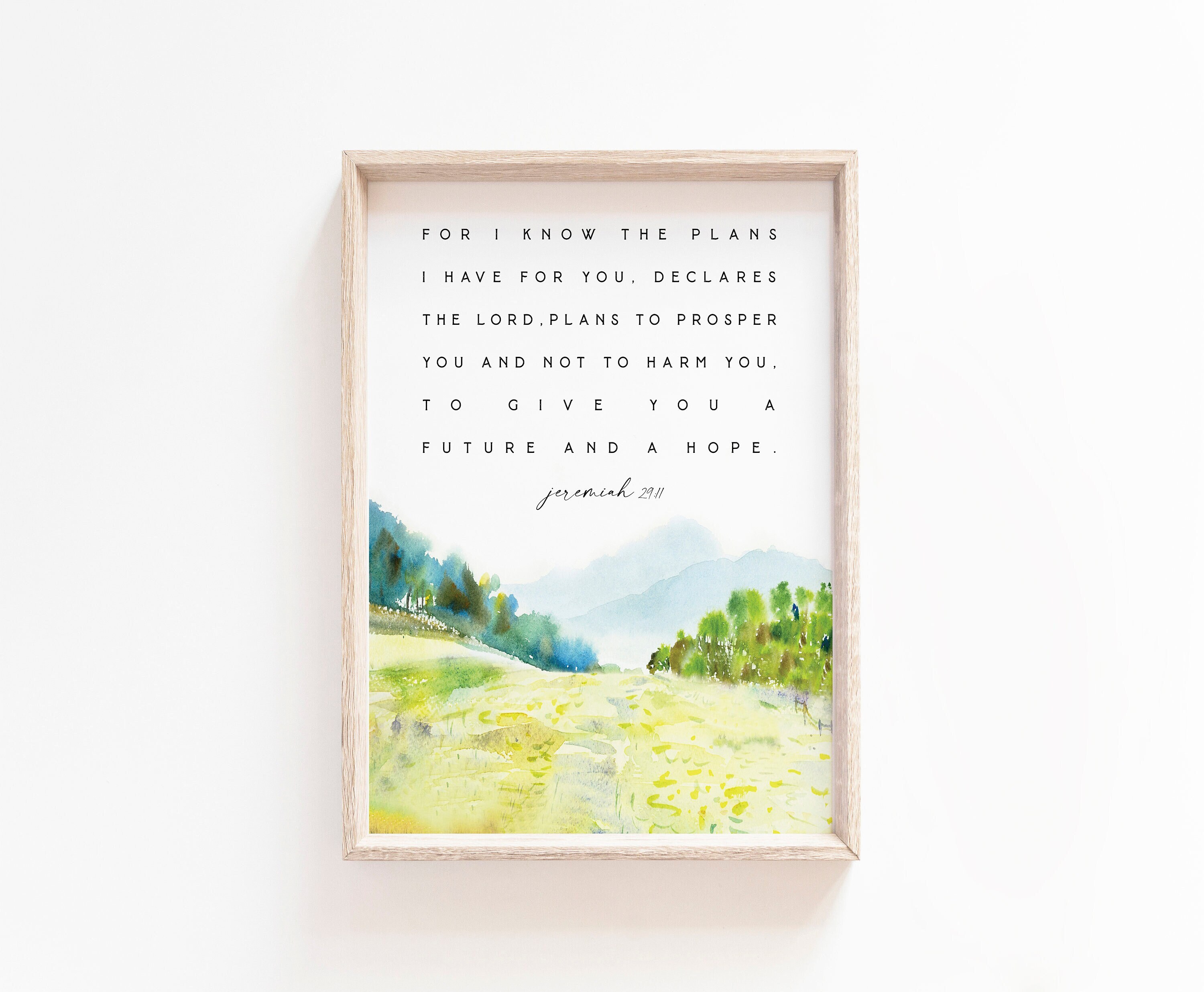 For I Know the Plans I Have for You Jeremiah 29:11 Bible Verse Wall Art ...
